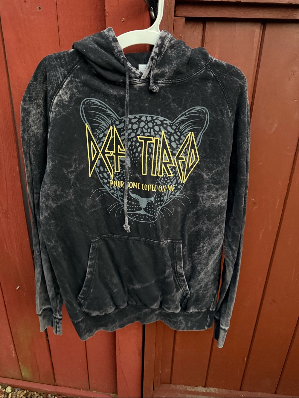 Def Leppard Black Acid-Wash Graphic Hoodie